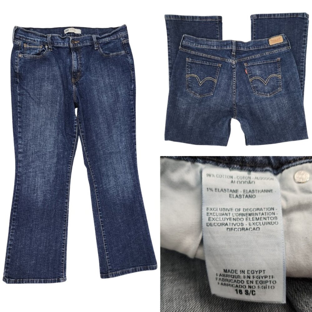 Levis 515 Bootcut Womens 16S 16 Short 35x28 Dark Blue Wash Boot Cut Denim Jeans